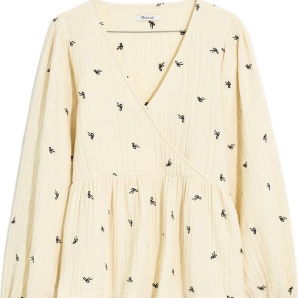 NWT Madewell embroidered bow top